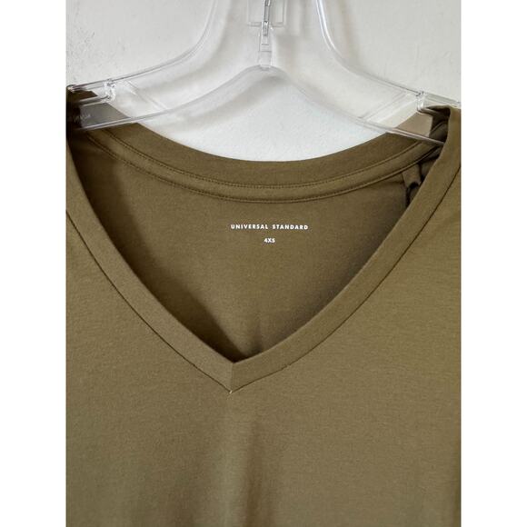 Universal Standard V-Neck Long Sleeve T-Shirt Olive Green Size 00-0 - Picture 4 of 8